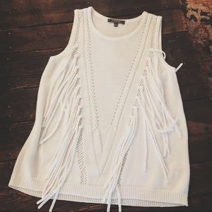 Fringe boho sleeveless knit top size S